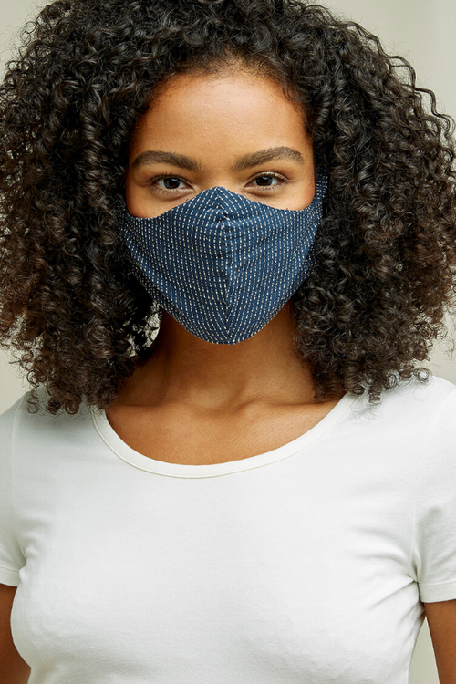 ethical sustainable vegan organic cotton navy face mask