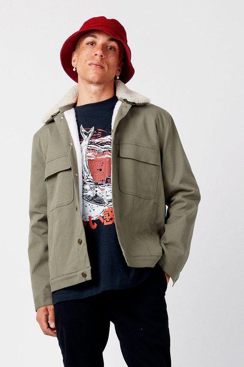 ever mens fleecy organic cotton jacket in slate