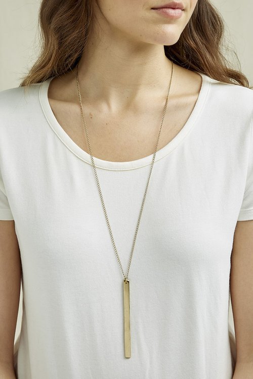ethically made sustainable fair trade brass bar necklace