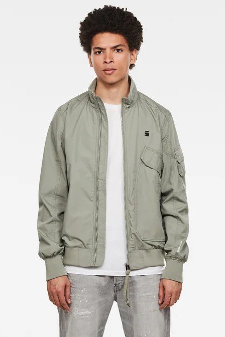 man wearing haworx recycled polyester bomber jacket