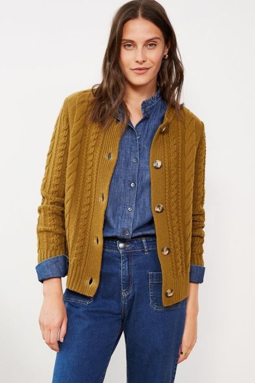 gabby womens merino wool cardigan walnut