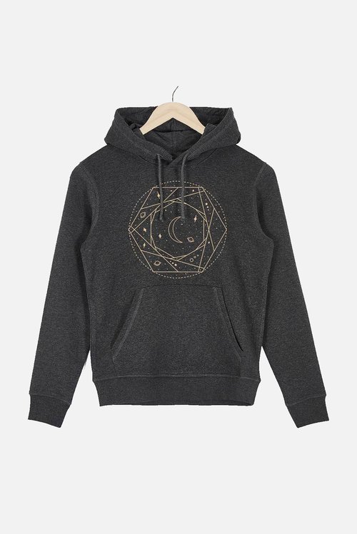 galaxy map organic cotton hoodie dark heather grey
