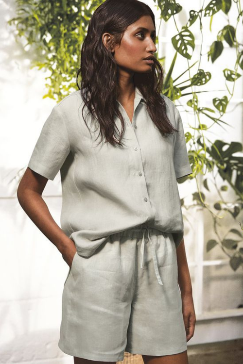 georgia vegan elasticated hemp shorts in grey