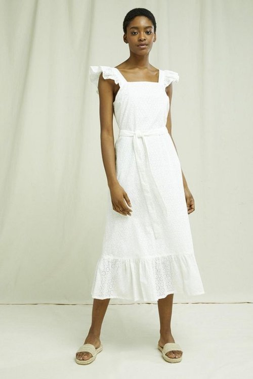 jaya vegan white organic cotton midi dress