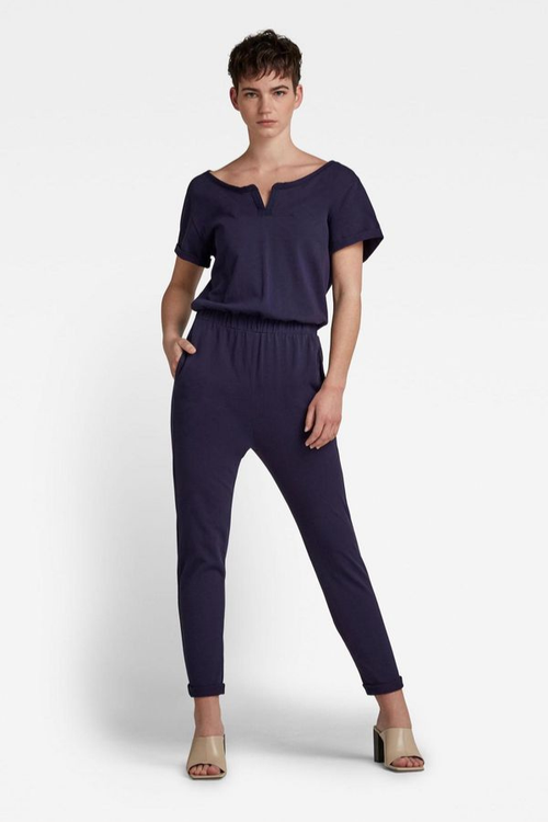 organic cotton jumpsuit in dark blue