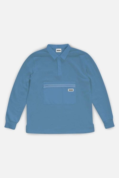 jonah mens vegan rugby organic cotton sweatshirt in sky blue