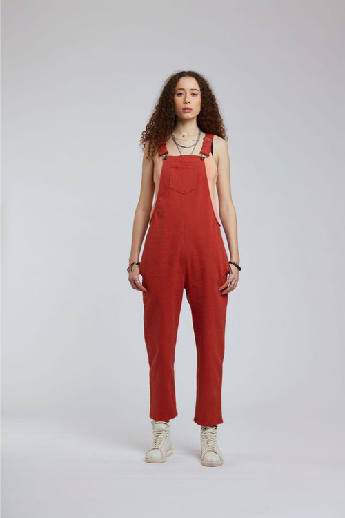 joy organic cotton dungarees in lava