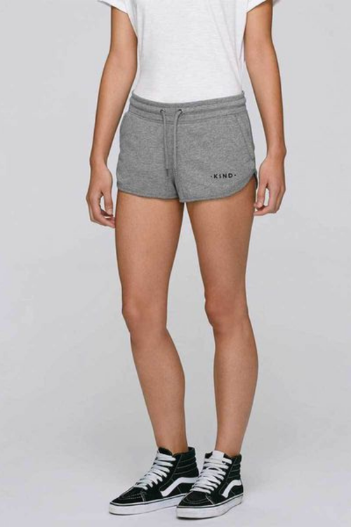 organic cotton running shorts in heather grey
