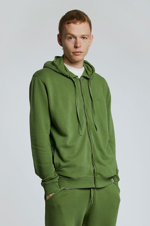 mens apollo organic cotton zip hoodie olive green