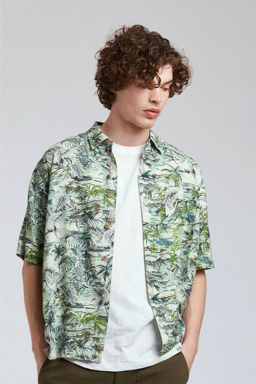 mens dingwalls linen shirt in bali green