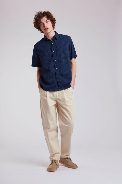 mens dingwalls organic cotton shirt in indigo blue