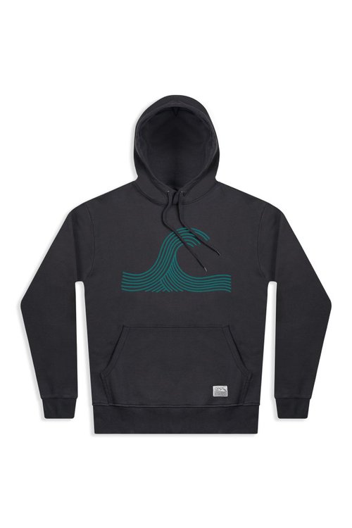 mens ellerton wave front organic cotton hoodie-charcoal