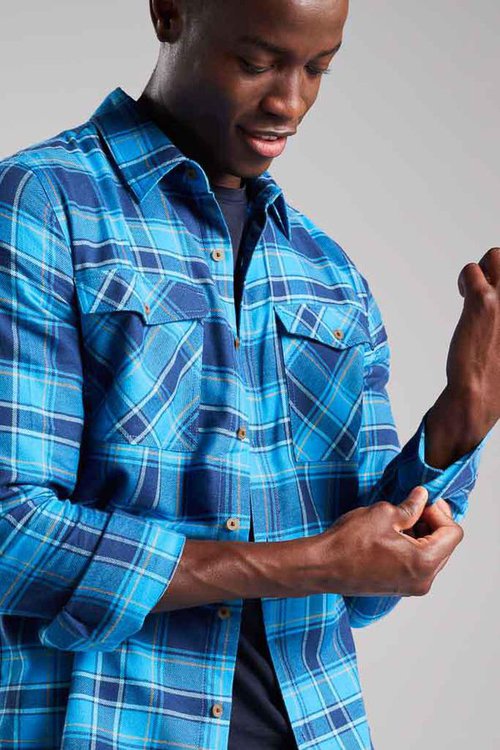 mens huntingdon bamboo check shirt in blue