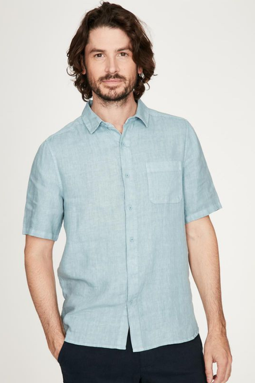 mens merano hemp shirt in sea glass blue