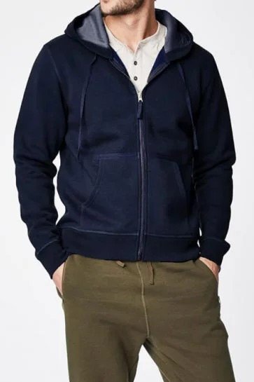 mens paolo bamboo organic cotton zip up hoodie navy blue