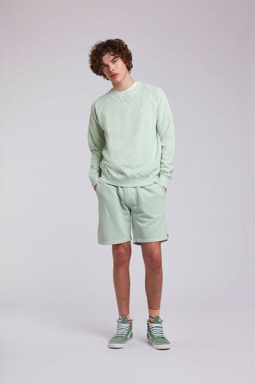 mens sustainable flip organic cotton shorts in jade green