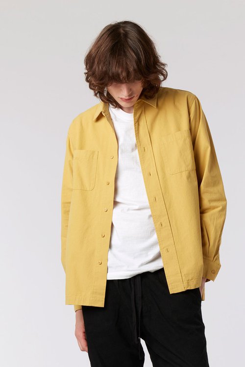 mens sustainable max organic cotton long sleeve shirt in honey