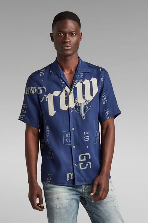 mens sustainable tencel hawaiian service regular shirt in imperial blue