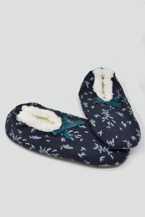 midnight navy enid printed jersey slipper bamboo