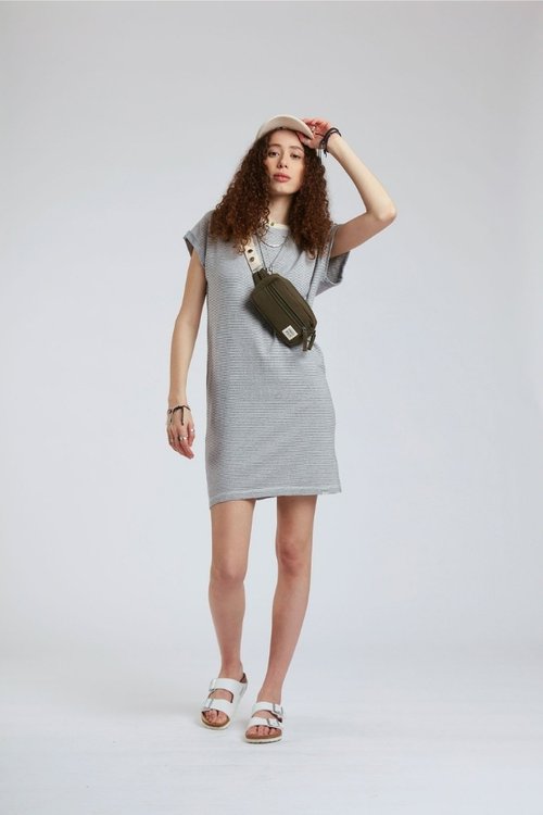 moonlight vegan indigo striped organic cotton mini t-shirt dress