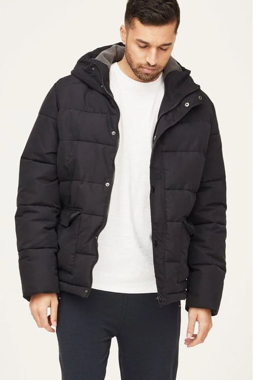 nuttery mens recycled puffer jacket in black