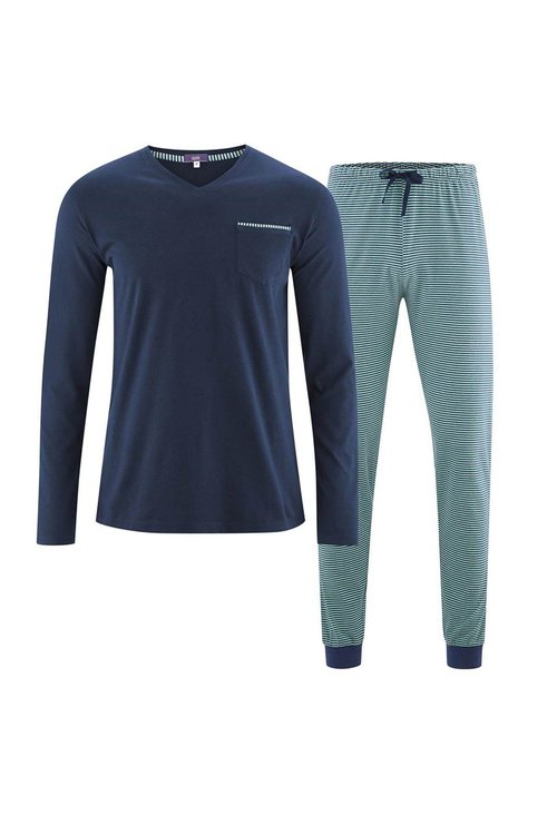 organic cotton colin pyjamas navy and evergreen for men