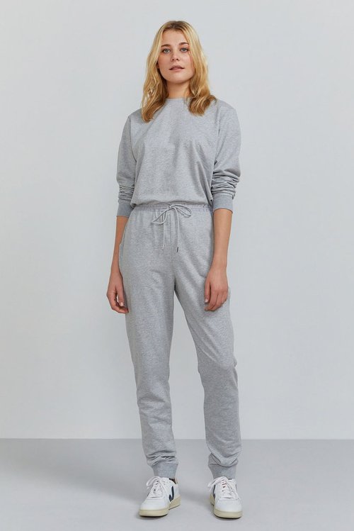 organic cotton long sleeve jumpsuit grey marle