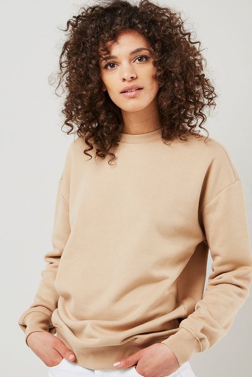organic cotton sweatshirt in camel