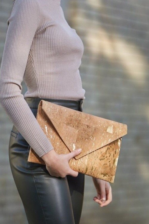 pamela sustainable vegan cork clutch bag
