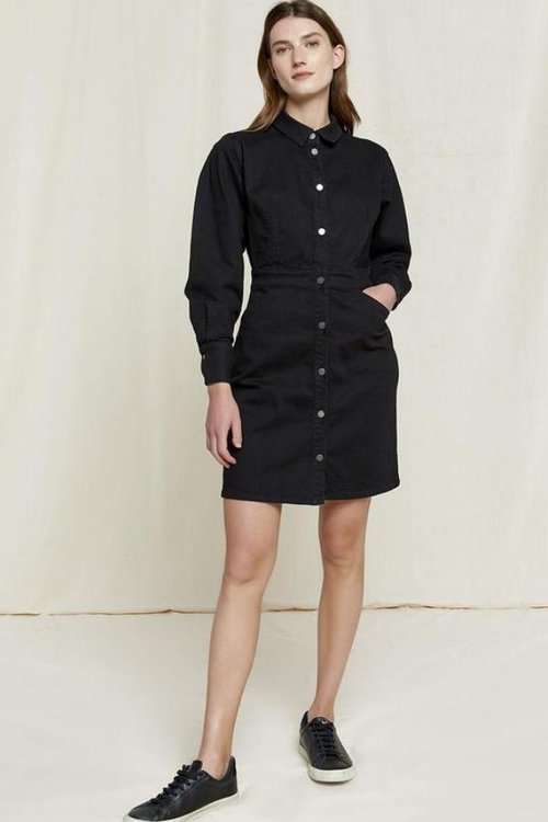pari organic cotton shirt dress in black