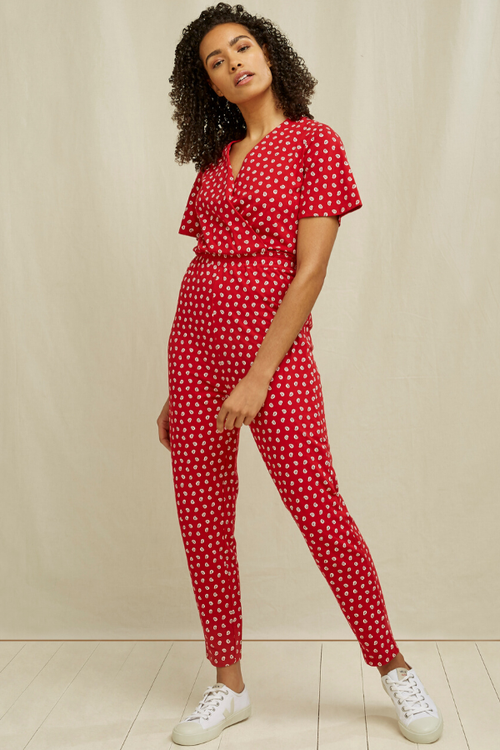 people tree isabella paisley jumpsuit in red