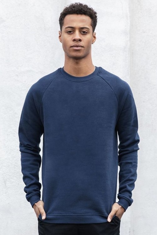 plain mens vegan organic cotton sweatshirt in navy blue