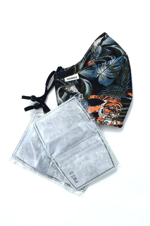 printed fabric face mask in sos print from komodo