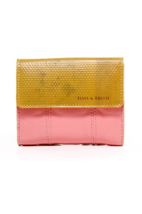 reclaimed leather recycled folding purse bubblegum pink
