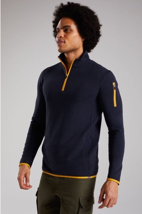 shilstone mens quarter zip sustainable bamboo sweatshirt in navy blue
