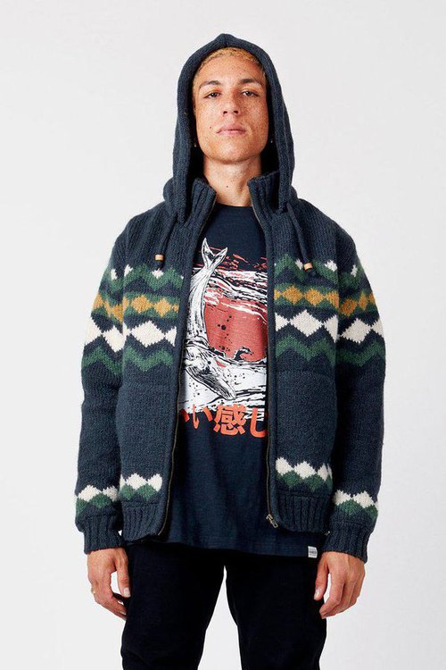 snow mens fleecy lambswool jacket in pine