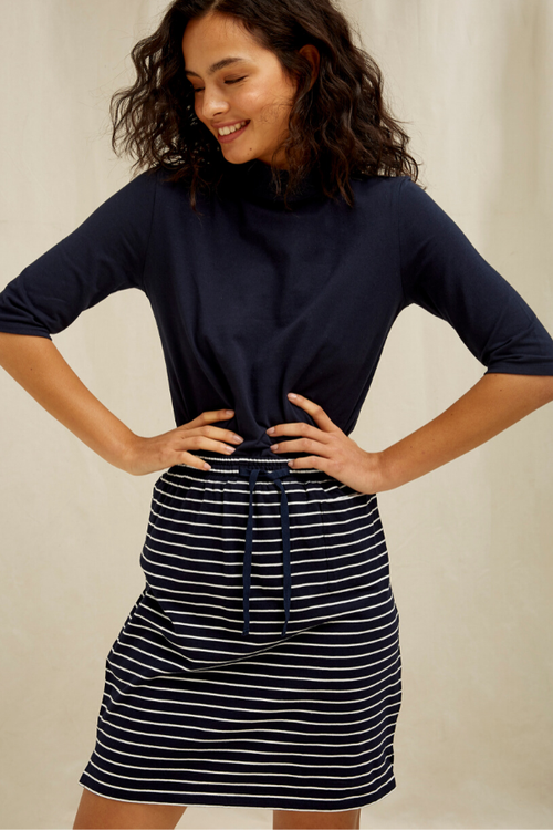 navy striped organic cotton mini skirt