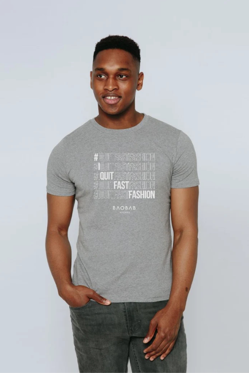i quit fast fashion mens organic cotton t-shirt in grey