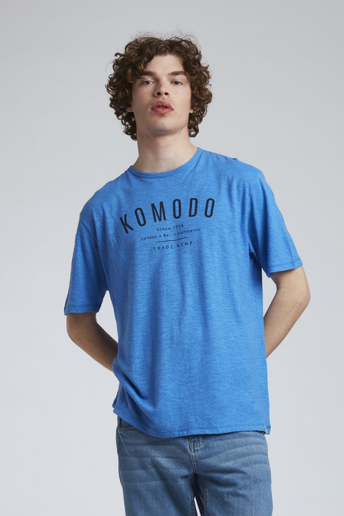 kin mens hemp and organic cotton t-shirt in cobalt blue