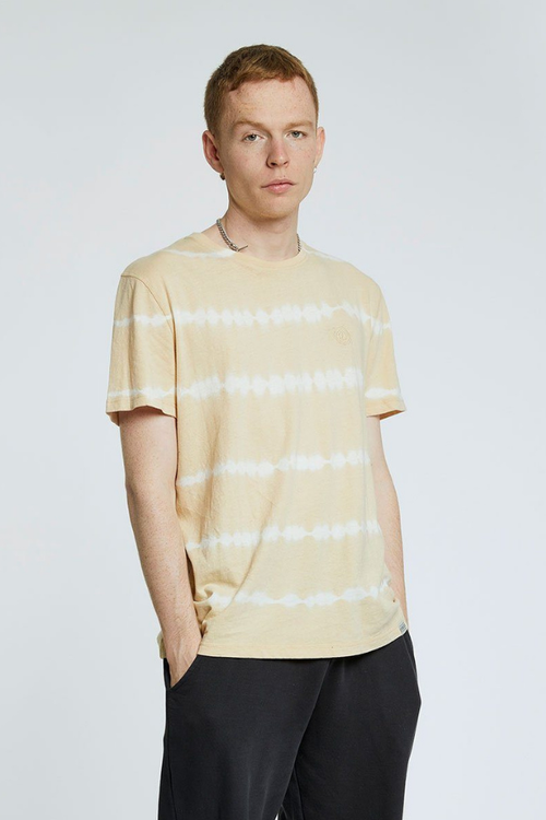 mens organic cotton hemp vegan tie dye t-shirt in almond