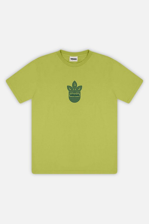 leaf logo mens vegan organic cotton t-shirt in lime green