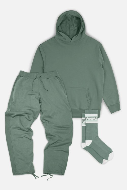 sustainable loungewear bundle in sage from wawwa