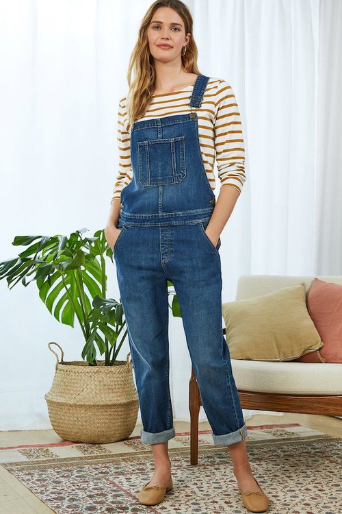 blue wash organic cotton denim dungarees