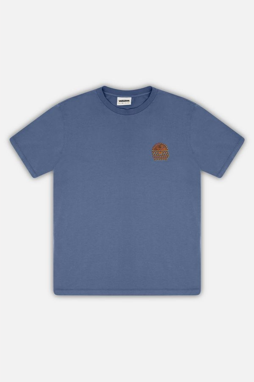 sunspots vegan mens organic cotton t-shirt in sky blue