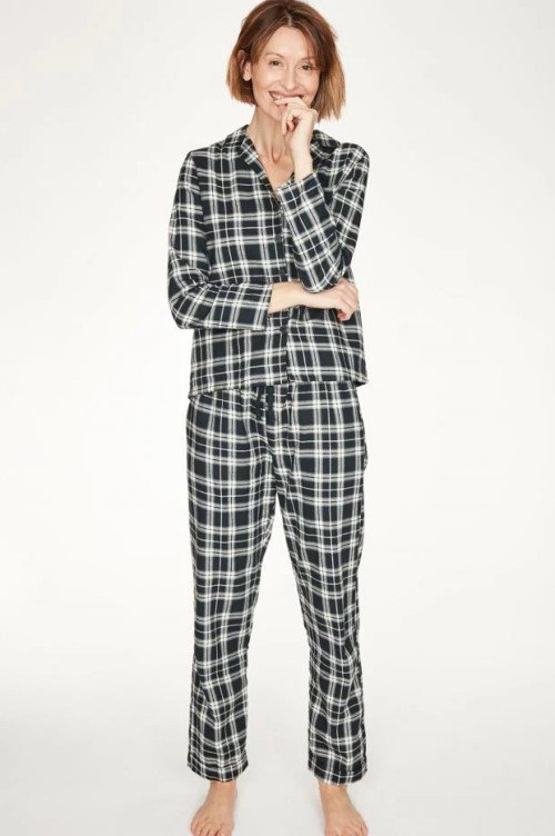 sustainable organic cotton midnight navy tehran flannel pyjamas