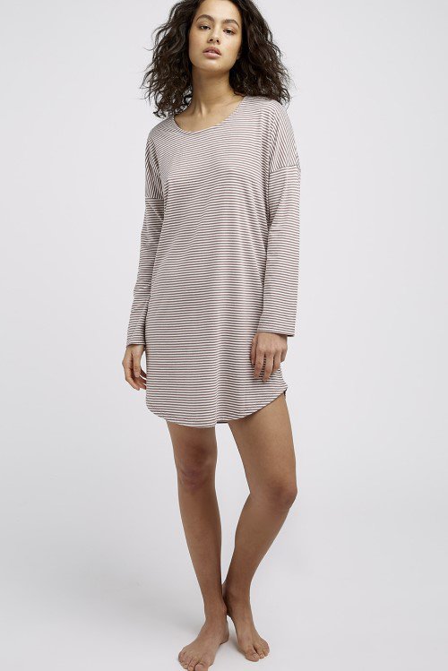 sustainable organic cotton stripe long sleeved nightdress