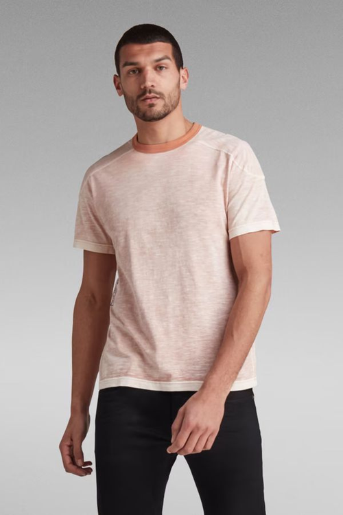 rugby spray mens organic cotton jersey slub t-shirt in pink