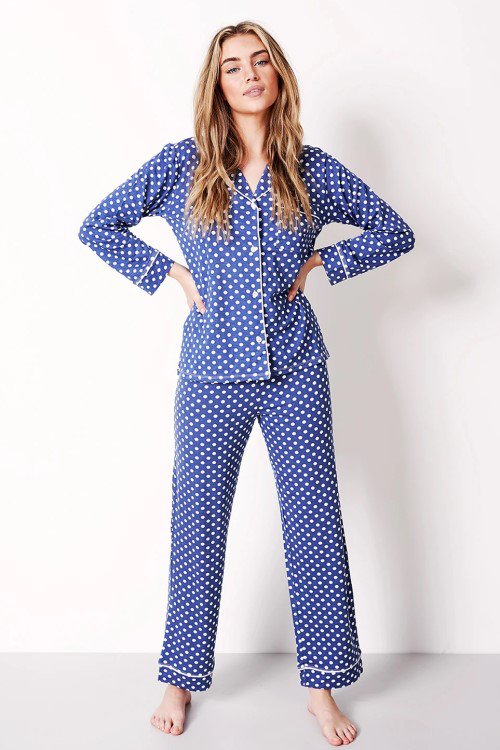 sustainable tencel blue dot pyjamas