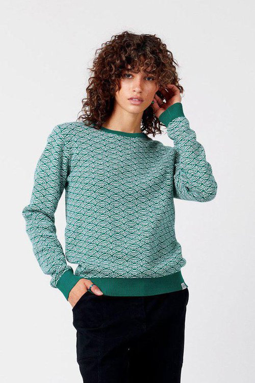 tara womens organic cotton jumper in emerald green