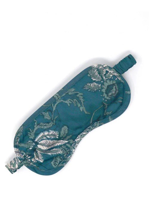 teal blue ellis printed eyemask organic cotton